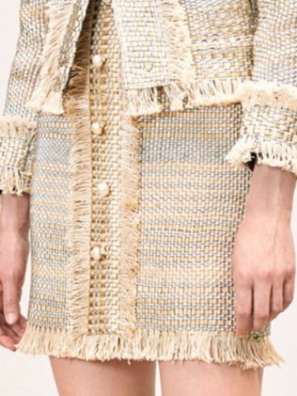 Uterque Tweed Fringe skirt